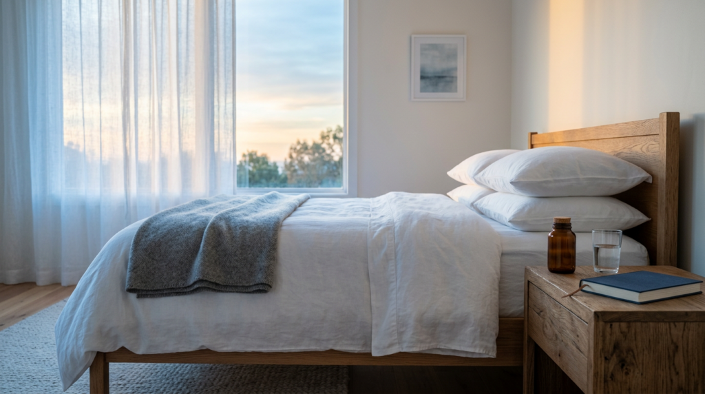 Sommeil de qualité et testostérone — chambre optimisée pour la récupération hormonale